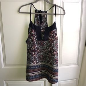 Athleta Large Tank Top Blouse Navy‎ Blue Multi Colored